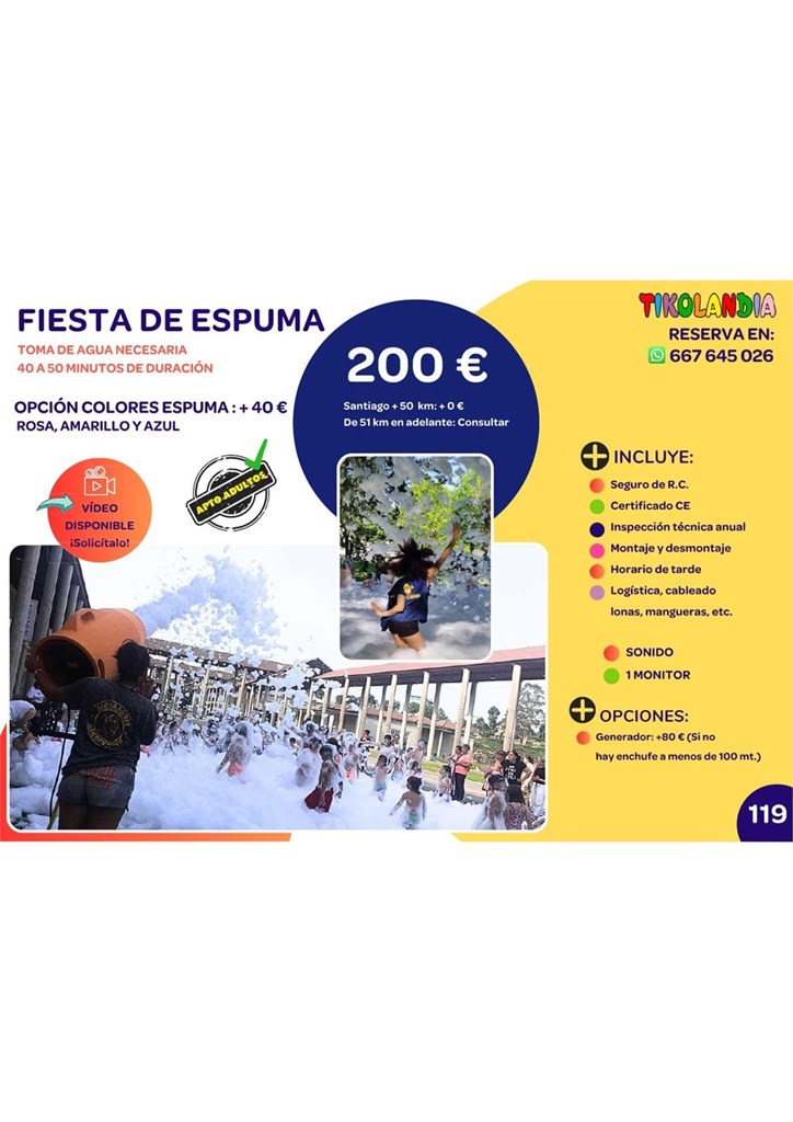 CAÑÓN DE ESPUMA FIESTA DE LA